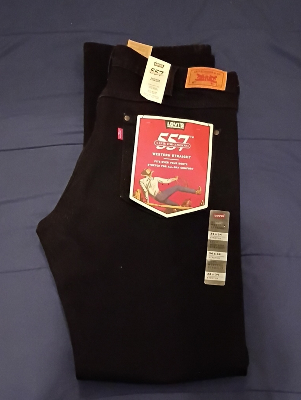 Levi's Black Bootcut Jeans - 557 Western Straight 34W 34L